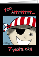 Seventh Birthday Pirate Boy card