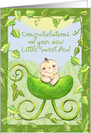 Congratulations on New Baby Pea Pod Stroller with Baby card