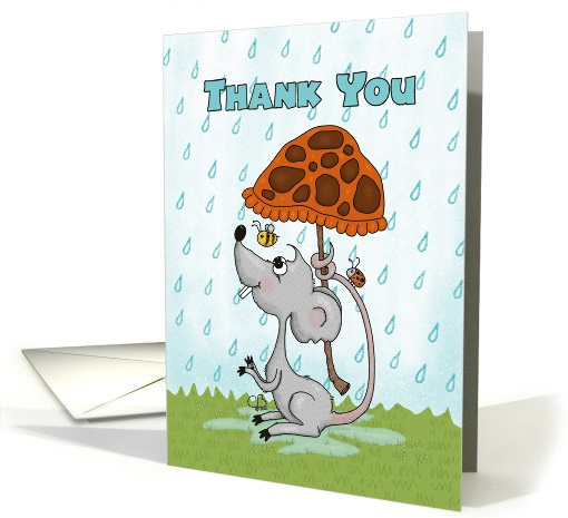 Thank You Mouse with Mushroom Umbrella card (49991)