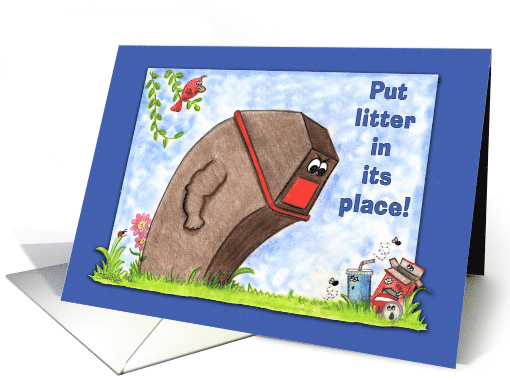 Happy Earth Day Trash Can and Litter card (50003)