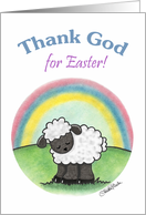 Sheep and Rainbow Thank God for Easter card