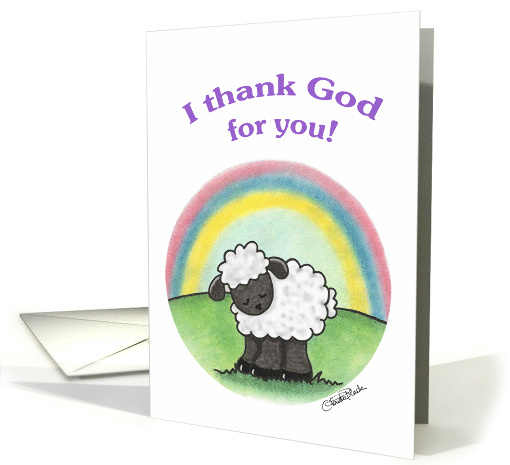 Sheep and Rainbow Happy Birthday Thank God for You card (50253)