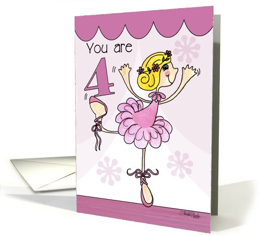 Happy 4th Birthday-Blonde Ballet Dancer card (50394)