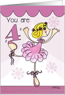 Happy 4th Birthday-Blonde Ballet Dancer card