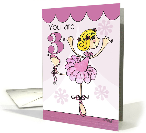 Happy 3rd Birthday Blonde Ballet Dancer card (50396)
