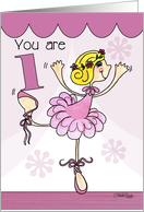 Happy 1st Birthday-Blonde Ballet Dancer card
