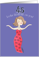 Lady in Red-45th Birthday card