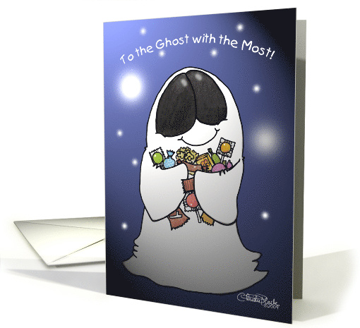 Halloween Ghost with the Most Happy Halloween Ghost with Candy card