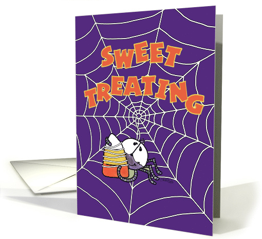 Happy Halloween Spider Catches Candy Corn Sweet Treating card (512067)
