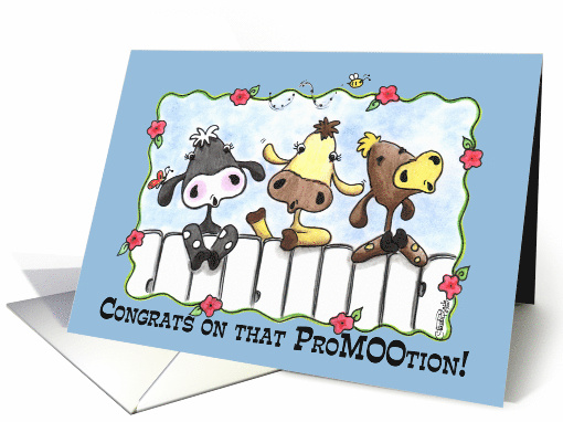 Three Cows Mooing Congratulations on Job Promotion card (51235)