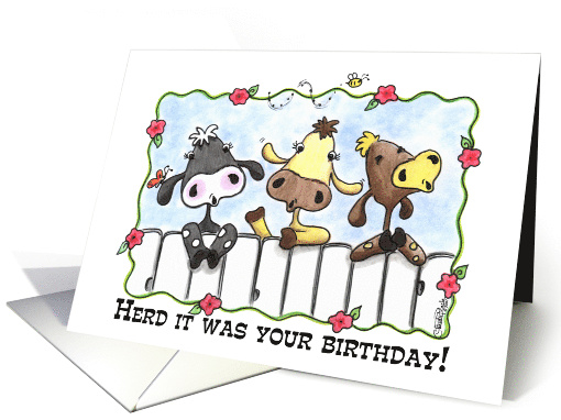 Happy Birthday Three Cows Mooing card (52506)