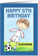 Boy’s 5th Birthday Customizable Name for Alexander Soccer Player card