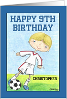 Boy’s 9th Birthday-Customizable Name for Christopher-Soccer Player card