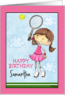 Tennis Player Customizable Birthday for Girl for Samantha card