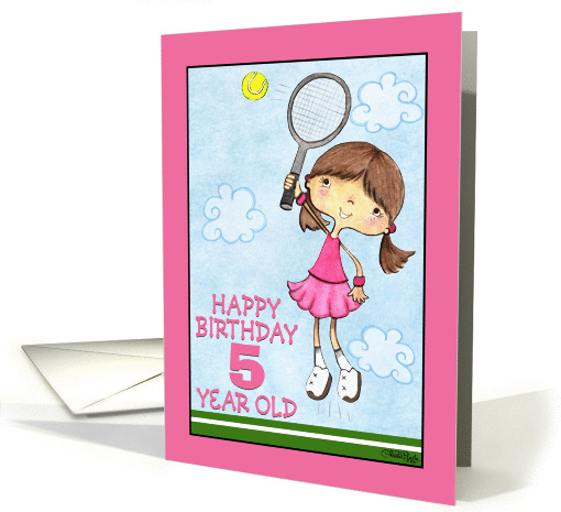 Tennis Player- 5th Birthday for Girl card (55489)