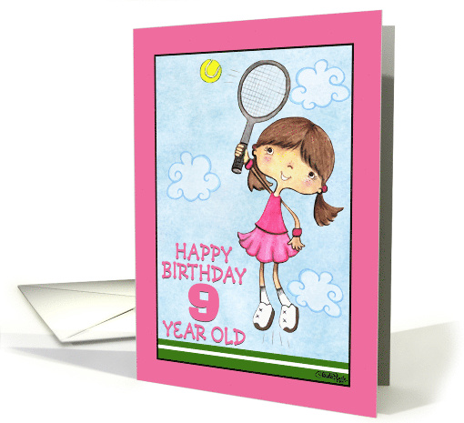 Happy 9th Birthday for Girl Tennis Player card (55499)