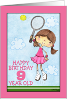 Tennis Player 9th Birthday for Girl card