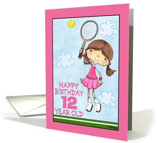 Happy12th Birthday for Girl Tennis Player card (55505)
