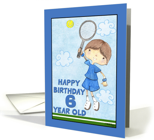 Tennis Player- 6th Birthday for Boy card (55535)
