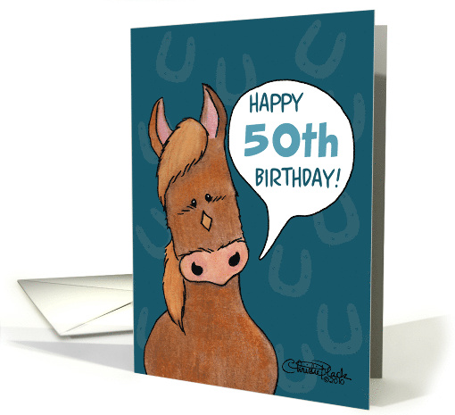 50th Birthday Talking Horse card (556034)