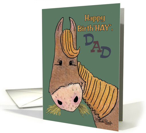 Dad Birthday-Happy Birth'HAY' Horse card (556082)