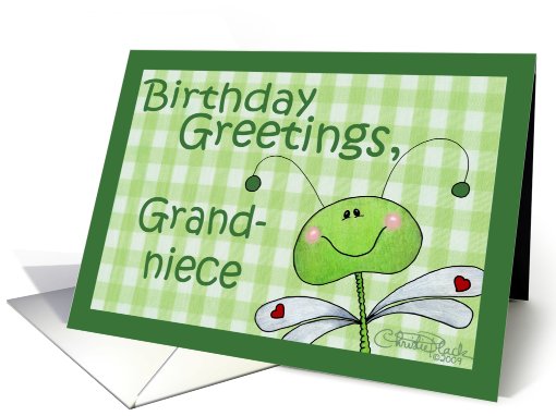 Birthday for Grandniece-Dragonfly Gingham card (557128)