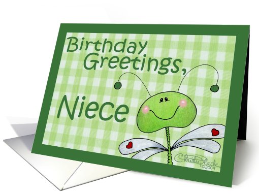 Birthday for Niece-Dragonfly Gingham card (557132)