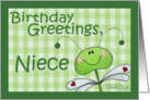 Birthday for Niece-Dragonfly Gingham card