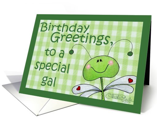 Birthday for special gal-Dragonfly Gingham card (557133)