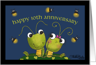 10th Anniversary Grasshopper Couple with Lightning Bugs card