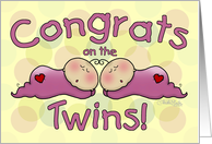 Congratulations on the Twin Girls- Sleeping Babies card