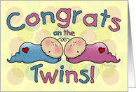 Congratulations on Twin Baby Girl and Boy Sleeping Babies card