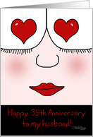 Happy 35th Anniversary to my Husband -Heart Eyes card