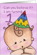 Birthday Invitation 1st Birthday for Baby Girl Can you Believe it card