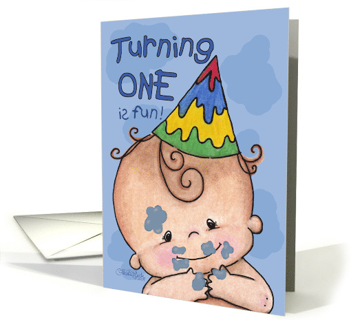 First Birthday Invitation for Boy Baby with Blue Icing on... (562966)