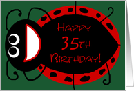 Happy 35th Birthday Relaxing Ladybug card