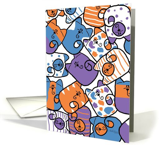 Family Reunion Invitation Whimsical Cartoon Cat Collage card (564879)