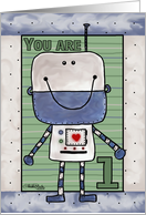 Happy Birthday for 1 year old- Happy Robot card