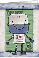 Happy Birthday for 3 year old- Happy Robot card
