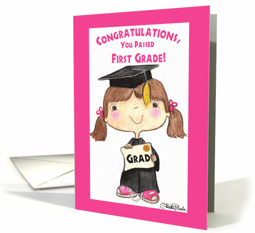 Congratulations Little 1st Grade Graduate Girl card (57773)