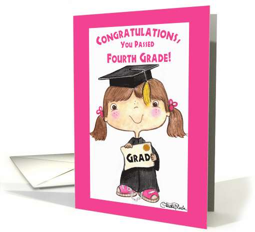 Congratulations Little 4th Grade Graduate Girl card (57783)