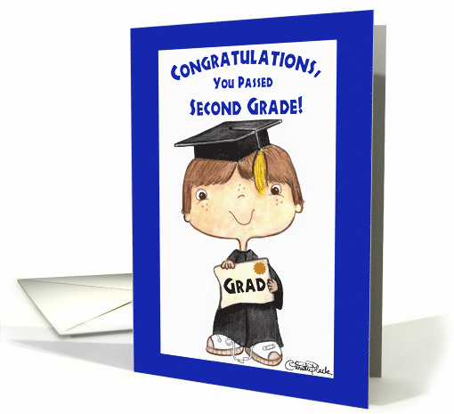 Congratulations on Graduating 2nd Grade- Little Boy in Cap... (57813)