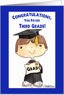 Congratulations on Graduating 3rd Grade- Little Boy in Cap and Gown card