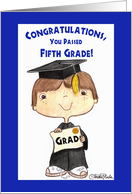 Congratulations on Graduating 5th Grade Little Boy in Cap and Gown card