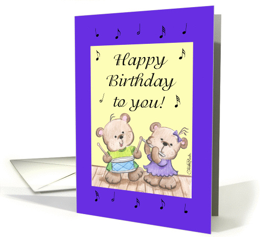 Two Instrumental Bears-Birthday card (58296)