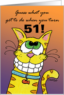 Happy 51st Birthday Grinning Yellow Tabby Cat card