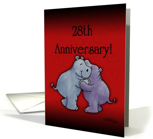 Happy 28th Anniversary- Hugging Hippos card (600250)