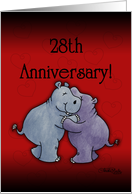 Happy 28th Anniversary- Hugging Hippos card