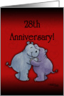 Happy 28th Anniversary- Hugging Hippos card