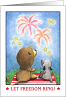Lion and Lamb at Fireworks-4th of July Party Invitation card